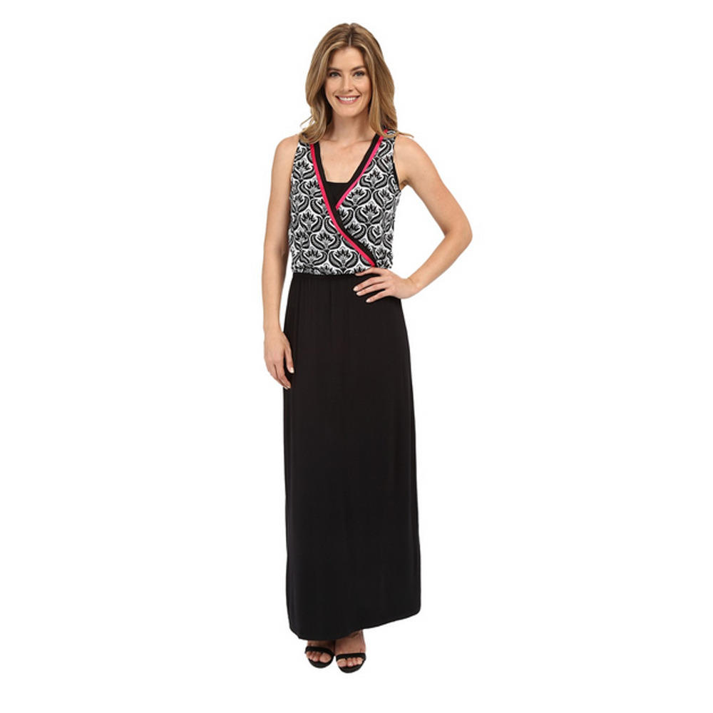 Hatley Women Maxi Dress Embossed Flower Black Size L